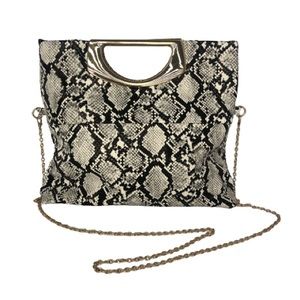 NWOT Faux leather multi black and beige color python snakeskin crossbody clutch